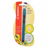 Ручка шариковая Stabilo "LeftRight", для левшей, 0,3 мм, с держателем, цв. корпус, синий