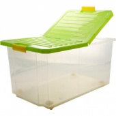 Ящик для хранения Unibox 57л на роликах, зеленый прозрачный, с крышкой