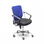 Кресло UP_EChair-203 PTW net ткань черная, сетка синяя, хром