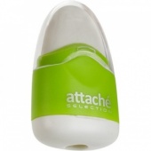 Точилка Attache Selection, 1 отв., с ластиком, с контейнером, бело-зеленый, блистер