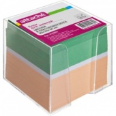 Блок-кубик в прозрачной подставке, 9х9х9 см, "Attache", цветной