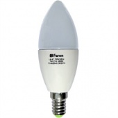 Лампа светодиодная LED 7вт Е14 белый матовая свеча FERON