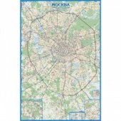 Настенная карта Автомобильная карта Москвы 1:33000,1,6х1,07м.,на отвесах