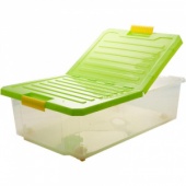 Ящик для хранения Unibox 30л на роликах, зеленый прозрачный, с крышкой