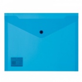 Папка-конверт на кнопке 190х240 мм Attache, 180 мкм, прозрачный синий