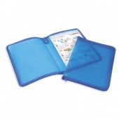 Папка на молнии с 3-х сторон А4 Attache, 180 мкм, пластик., карман, прозрачный синий