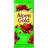 Шоколад "Alpen Gold", молочный с фундуком, 90 гр.